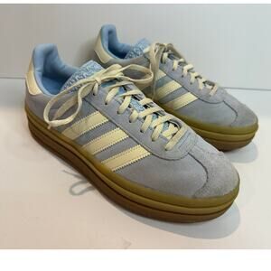Adidas Gazelle Bold Suede Platform Sneakers Women's Light Blue Size 9 Streetwear